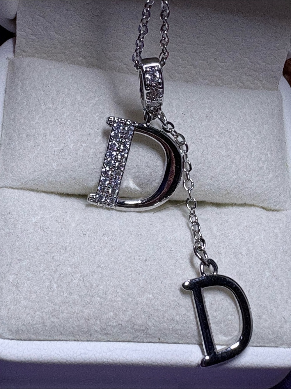 Initial D Silver-Tone Double 'D' Pendant Necklace with CZ- Fashion Brand 😉